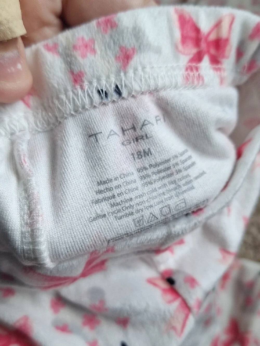 18M - Tahari Girls White Pajama Set with Pink Bows and Ghosts
